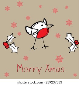 Little Christmas bird. vector illustration