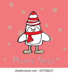 little Christmas penguin. vector illustration