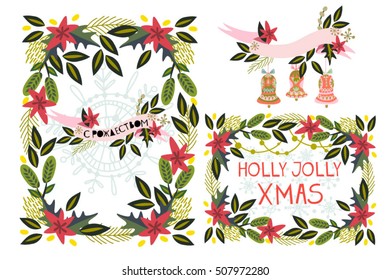 Little Christmas set of beautiful frames and label.
