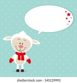 Little christmas sheep with speech bubble