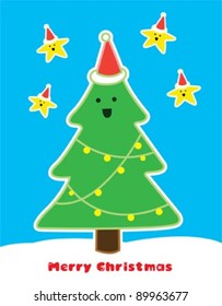 Little christmas tree . Christmas greeting card design .
