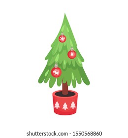 Little christmas tree. Vector illustration on a white background.