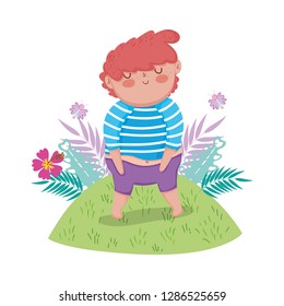 little chubby boy in the landscape