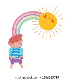 little chubby boy with rainbow