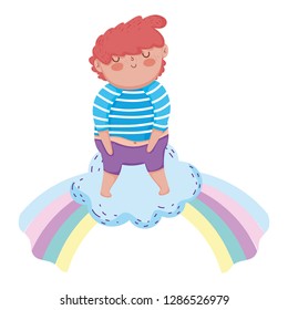 little chubby boy with rainbow