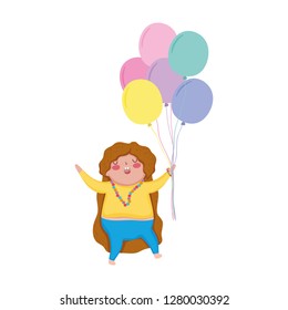 Little chubby girl with balloons air