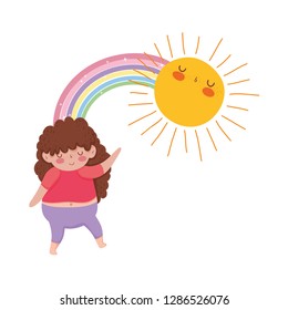 Little chubby girl with rainbow