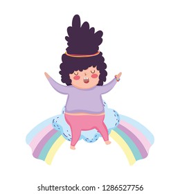 Little chubby girl with rainbow