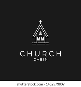 little church cabin logo design in monoline style
