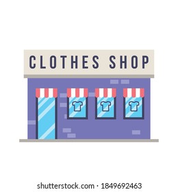 little clothes shop store building facade scene vector illustration design