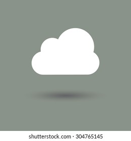 Little cloud icon in modern style with shadow and gray background. Symbol of a rain cloud.