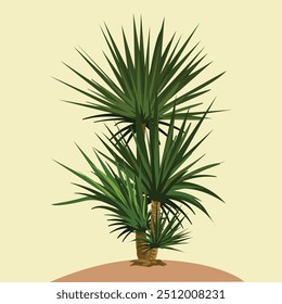 Little Coconut Palm tree with vector Background.