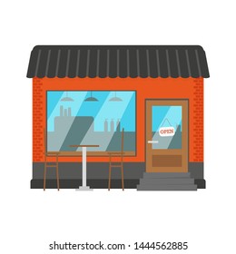 little coffee shop in flat style, vector illustration