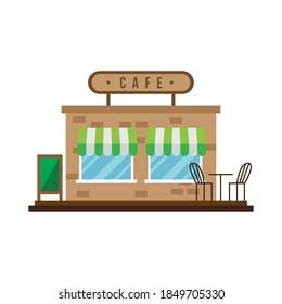 diseño de imagen vectorial de la fachada de la pequeña tienda de café