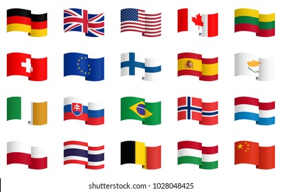 little collection of famous country flags No.1 vector file
