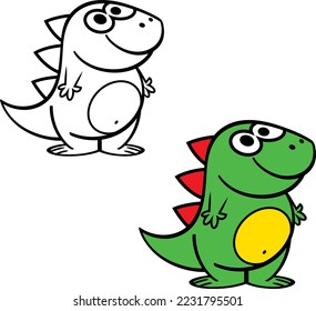Little colored toy dragon. Cheerful and funny, image for a childrens book or cartoon.