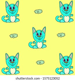 little colorful cat vector pattern background