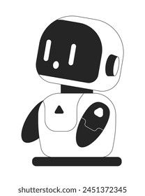 Little companion robot wow amazed black and white 2D line cartoon character. Robotic friend isolated vector outline personage. Buddy robot emotional intelligence monochromatic flat spot illustration