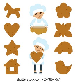 A little cook with gingerbread cookies