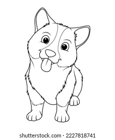 Little Corgi Dog Cartoon Animal Illustration BW