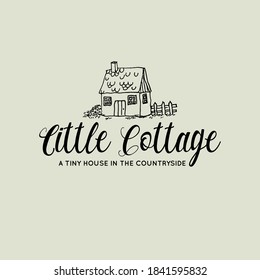 Little cottage cute hand drawn illustration for logo vector