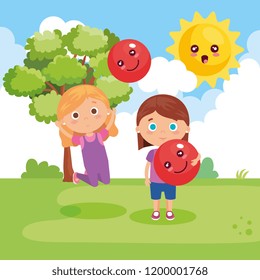 little couple kids playing on park
