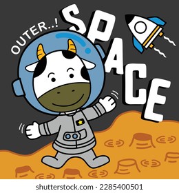 a little cow the astronaut funny cartoon