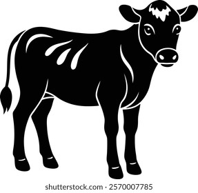 Little cow silhouette isolated on white background. Cow sign vector illustration design