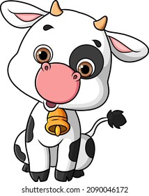 The little cow is wearing a neck bell of illustration