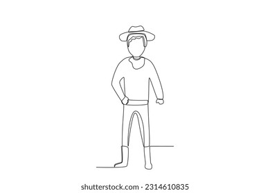 A little cowboy stood up gallantly. Cowboy one-line drawing