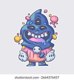 Uma criaturinha em um boné. Caractere vetorial de desenho animado. Estilo na moda. Ilustração vetorial.