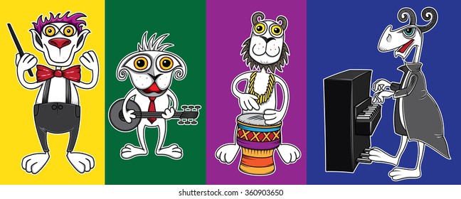 little creatures playing instruments