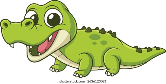 Pequeno crocodilo olhando ilustração vetor adorável