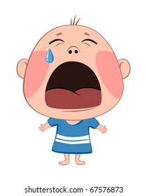 Little crying baby. Vector illustration.