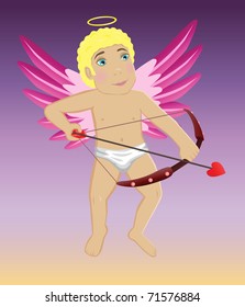 Little cupid angel. Vector illustration