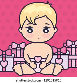 little cupid baby with gift