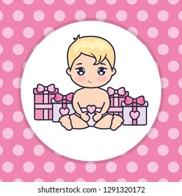little cupid baby with gift