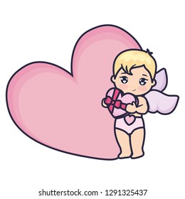 little cupid baby with heart love