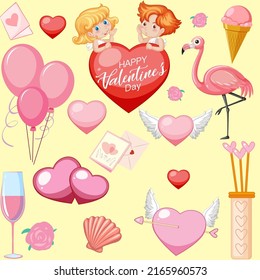 Little cupid and heart seamless pattern illustration
