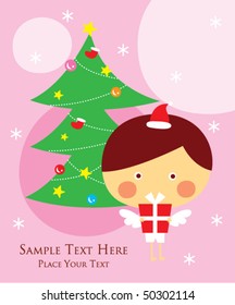 little cute angel christmas tag
