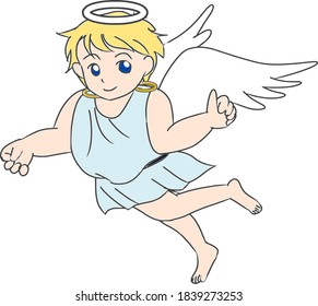 A little cute angel flapping
