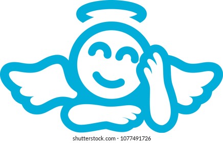 little cute angel on white isolated background. Vector image. Logo template