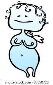 Little cute angel praying and smiling - vector illustration in cartoon style - The picture can be scaled without loss of quality