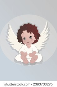 Little cute angel vector .Cute baby with wings 