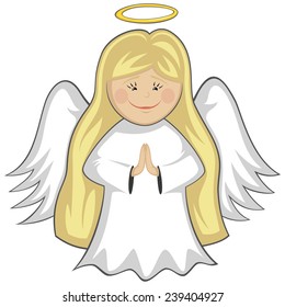 Little Cute Angels - blonde angel praying (outlined)