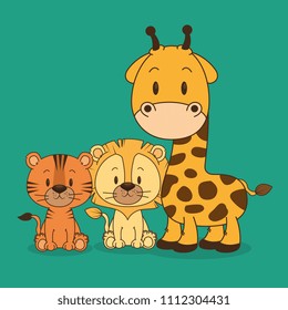 little and cute animals group