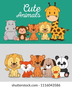 little and cute animals group