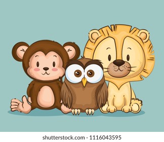 little and cute animals group
