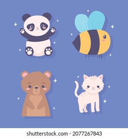 little cute animals icon set