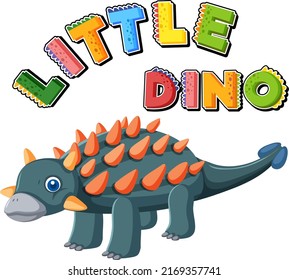 Little cute ankylosaurus dinosaur cartoon character illustration